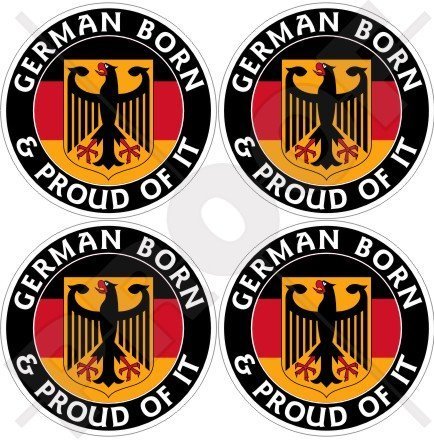 DEUTSCHLAND Deutsch Geboren und Stolz Deutschland 50mm Auto & Motorrad Aufkleber, x4 Vinyl Sticker von StickersWorld