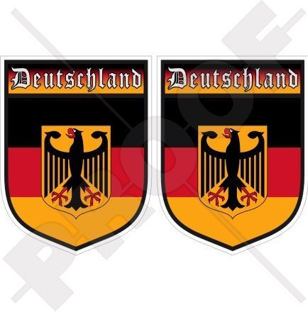 DEUTSCHLAND Deutschland Deutscher Schild 75mm Auto & Motorrad Aufkleber, x2 Vinyl Stickers von StickersWorld