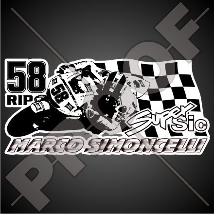 Marco Simoncelli 58 RIP 155 mm Vinyl-Aufkleber für Fahrradhelme von StickersWorld