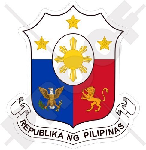 Philippinisches Wappen, Republik der Philippinen, Philippinen 90mm Auto & Motorrad Aufkleber, Vinyl Sticker von StickersWorld