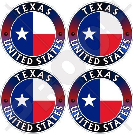 TEXAS Texaner Staat USA, Amerika 50mm Auto & Motorrad Aufkleber, x4 Vinyl Sticker von StickersWorld