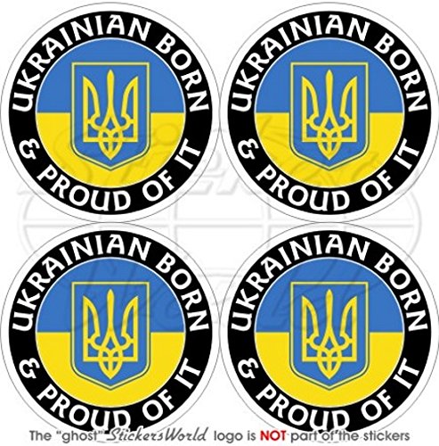 Ukraine Ukrainische Born & Stolz Ukrajina 50 mm (5,1 cm) Vinyl bumper-helmet Sticker, Aufkleber X4 von StickersWorld