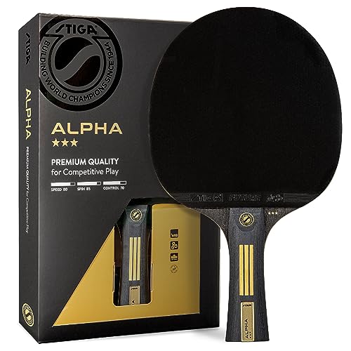STIGA Alpha Ping Pong Paddel - 5-lagige extra leichte Klinge - 2mm Premium Schwamm - Italienischer konkaver Griff für meisterhaften Grip - Performance Tischtennisschläger für Wettkampfspiele von Stiga