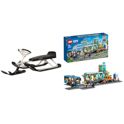 STIGA Snowracer King Size GT Großer Lenkschlitten mit Bremsen für 2 Kinder oder mit Erwachsene & Lego 60335 City Bahnhof von Stiga