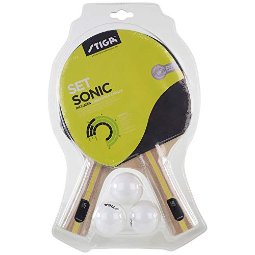 STIGA Sonic Tischtennisschläger und Bälle Set-Tischtennisset Tabletennis Racket, Rot/Schwarz von Stiga