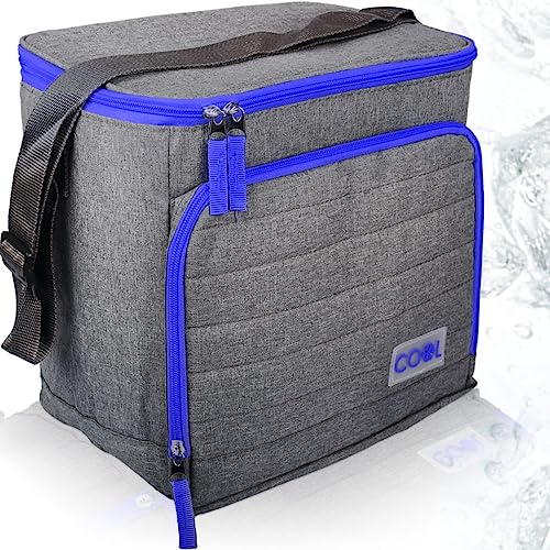 18 Liter Kühltasche Thermotasche Einkauf Picknick Schwimmbad Tasche Isoliertasche (Grau-Blau) von Stimo