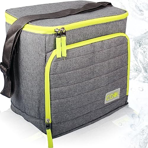 18 Liter Kühltasche Thermotasche Einkauf Picknick Schwimmbad Tasche Isoliertasche (Grau-Gelb) von Stimo