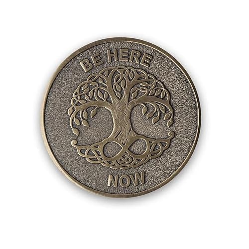 STOIC STORE UK Be Here Now Münze – Meditation Mantra Medallion for Presence Practice – Living Present Moment Mindfulness Reminder Coin Helps with Anxiety – Spiritual Tools Mindfulness Gifts, bronze, von Stoic Store UK