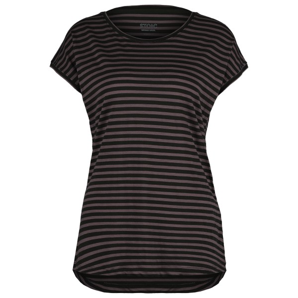 Stoic - Women's Merino150 MMXX. T-Shirt Striped loose - Merinoshirt Gr 34 schwarz/grau von Stoic