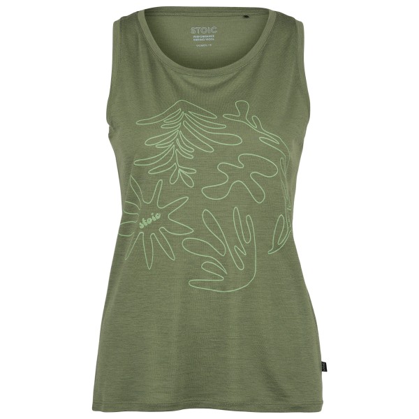 Stoic - Women's Merino155 LaholmSt. Print Tank Flowers - Merinoshirt Gr 3XL oliv von Stoic
