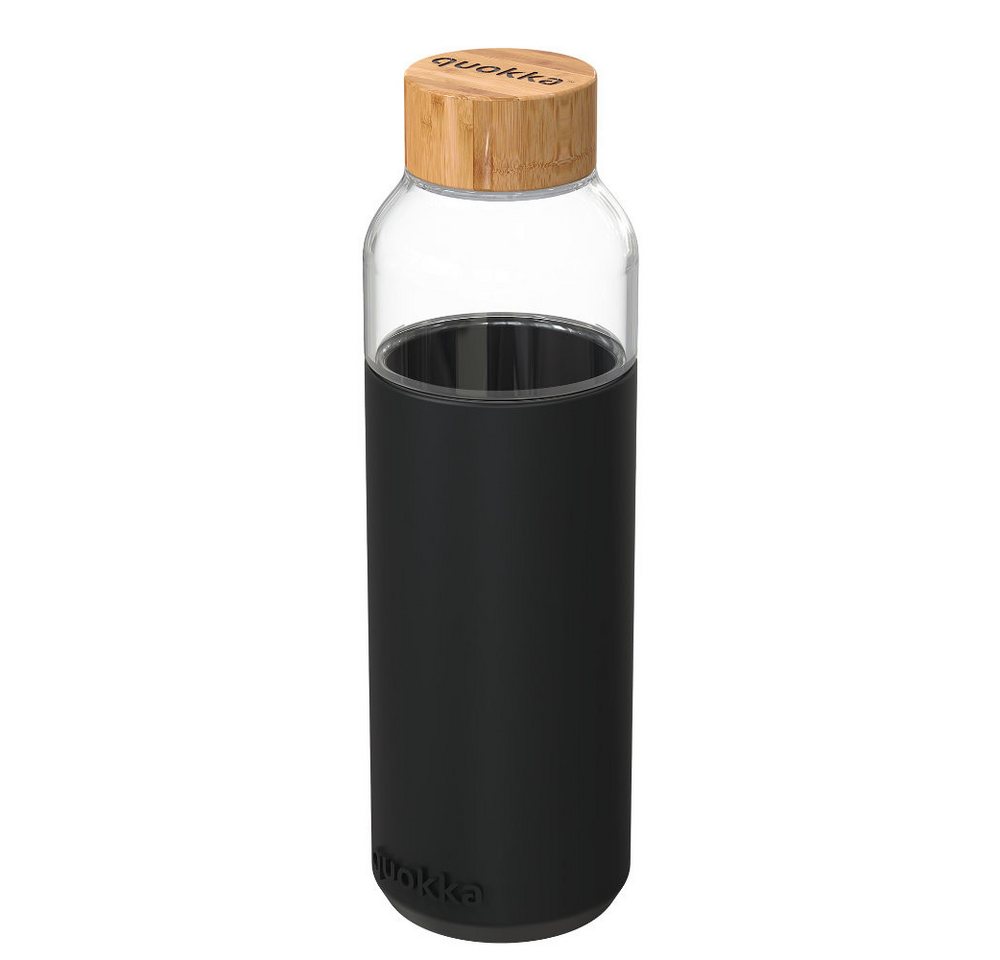 Stor Trinkflasche QUOKKA Flow Glasflasche Wasserflasche antirutsch Cover 660 ml, Bambus Deckel, antirutsch Cover von Stor