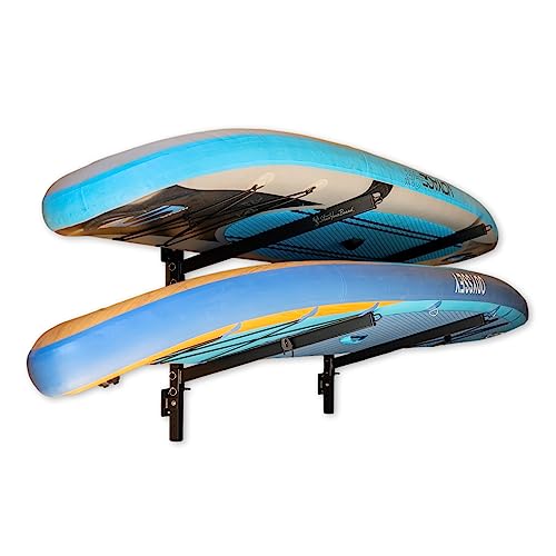 StoreYourBoard Standup Paddleboard und Surfboard Aufbewahrungsregal, 2 SUP verstellbare Wandhalterung, strapazierfähig, hält 90 kg von StoreYourBoard