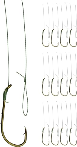 12 x Gebundene Angelhaken Wurmhaken mit 50 cm geflochtener Schnur, Größe:2 von Storfisk fishing & more