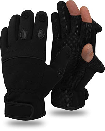 Herren Thermo Angelhandschuhe mit klappbaren Fingerkuppen, elastisches Neopren, Größe:XL von Storfisk fishing & more
