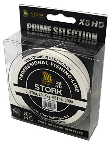 Stork HDx8, 8-Fach geflochtene premium Angelschnur 300m (Weiß, 10 lbs / 4.5 kg / 0.10 mm) von Stork