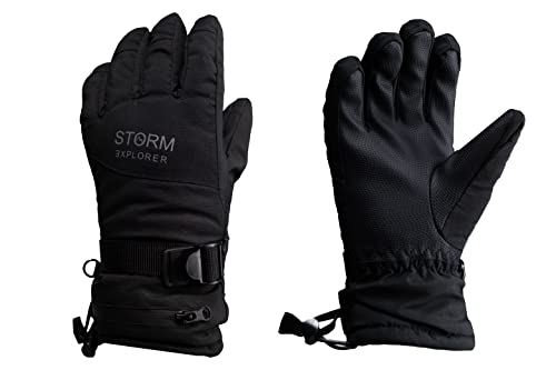 Storm Explorer - wasserdichte Winter Handschuhe für Kinder - Skihandschuhe für Jungen & Mädchen - Gefütterte Winterhandschuhe für 10-12 Jahre - schwarz - Modell „Eskimo“ von Storm Explorer