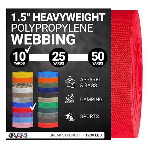Strapworks Schweres Polypropylen-Gurtband – robuste Poly-Umreifung für Outdoor-DIY-Ausrüstung, 3,8 cm x 9,1 m, Rot von Strapworks