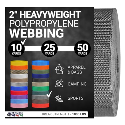 Strapworks Schweres Polypropylen-Gurtband – robuste Poly-Umreifung für Outdoor-DIY-Ausrüstung, 5,1 cm x 9,1 m, Anthrazit von Strapworks