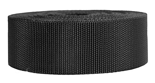 Strapworks Unisex-Erwachsene Polypropylene Webbing Poly-Umreifung für Outdoor-Heimwerker-Ausrüstung, 5,1 cm x 22,7 m, schwarz, 2" x 25 Yard von Strapworks