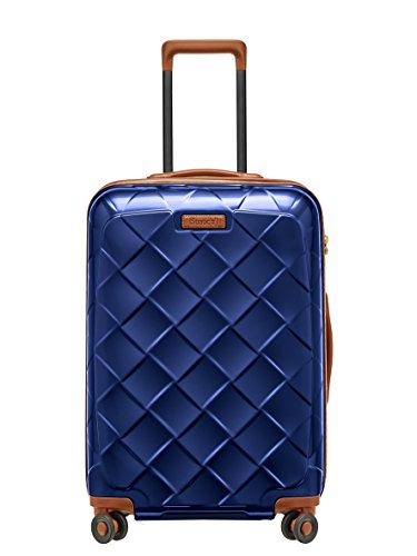 STRATIC Leather & More Hartschalen-Koffer Trolley Rollkoffer Reisekoffer 4 Rollen TSA-Zahlenschloss, Größe M, leicht und leise, Blue von Stratic