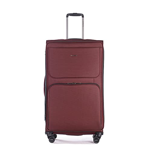 Stratic Bendigo Light + Koffer Weichschale Reisekoffer Trolley Rollkoffer groß, TSA Kofferschloss, 4 Rollen, Erweiterbar, Größe L, Redwine von Stratic
