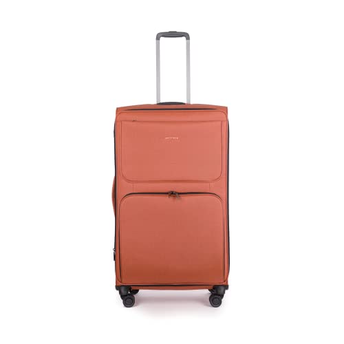 Stratic Bendigo Light + Koffer Weichschale Reisekoffer Trolley Rollkoffer groß, TSA Kofferschloss, 4 Rollen, Erweiterbar, Größe L, Rosso Clay von Stratic