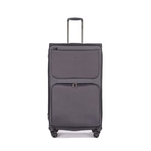 Stratic Bendigo Light + Koffer Weichschale Reisekoffer Trolley Rollkoffer groß, TSA Kofferschloss, 4 Rollen, Erweiterbar, Größe L, Schwarz von Stratic