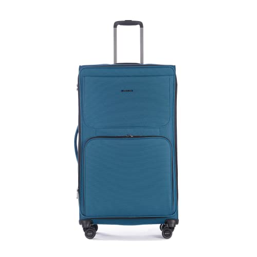 Stratic Bendigo Light + Koffer Weichschale Reisekoffer Trolley Rollkoffer groß, TSA Kofferschloss, 4 Rollen, Erweiterbar, Größe L, Petrol von Stratic