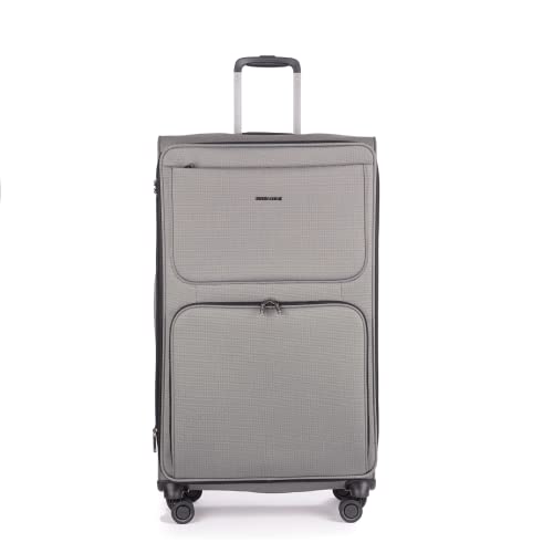 Stratic Bendigo Light + Koffer Weichschale Reisekoffer Trolley Rollkoffer groß, TSA Kofferschloss, 4 Rollen, Erweiterbar, Größe L, Silver von Stratic