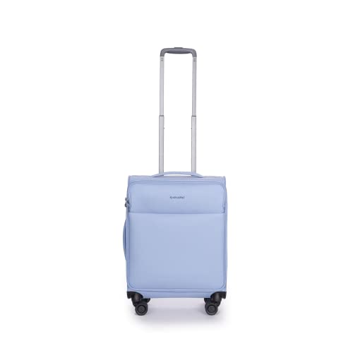 Stratic Light + Koffer Weichschale Reisekoffer Trolley Rollkoffer Handgepäck, TSA Kofferschloss, 4 Rollen, Erweiterbar, Größe S, Hellblau von Stratic