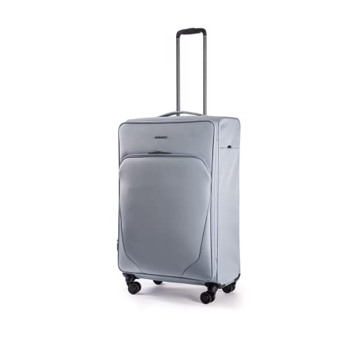Stratic Mix Koffer Weichschale Reisekoffer Trolley Rollkoffer groß, TSA Kofferschloss, 4 Rollen, Erweiterbar, Größe L, Steel von Stratic