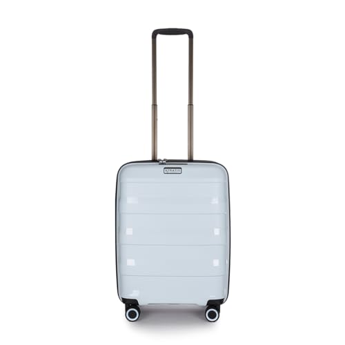 Stratic Straw + Hartschalen-Koffer Trolley Handgepäck Koffer klein Reisekoffer, nachhaltig, 4 Rollen, erweiterbar, TSA-Schloss (Größe S, Pastel blau) von Stratic