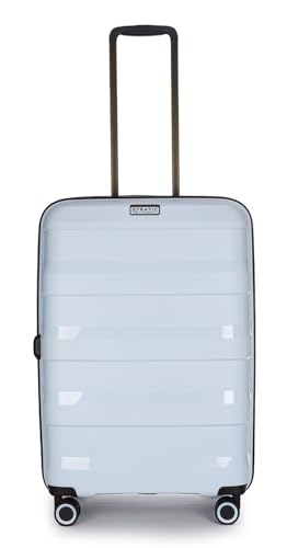 Stratic Straw + Hartschalen-Koffer Trolley Koffer groß Reisekoffer, nachhaltig, 4 Rollen, erweiterbar, TSA-Schloss (Größe M, Pastel blau) von Stratic