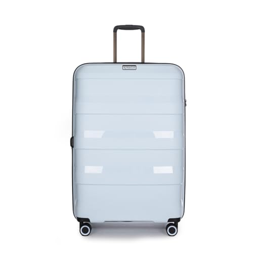 Stratic Straw + Hartschalen-Koffer Trolley Koffer groß Reisekoffer, nachhaltig, 4 Rollen, erweiterbar, TSA-Schloss (Größe L, Pastel blau) von Stratic