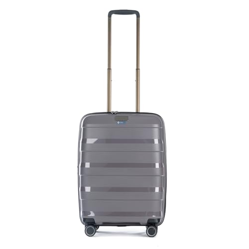 Stratic Straw + Hartschalen-Koffer Trolley Handgepäck Koffer klein Reisekoffer, nachhaltig, 4 Rollen, erweiterbar, TSA-Schloss (Größe S, dunkel grau) von Stratic