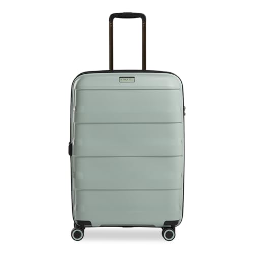 Stratic Straw + Hartschalen-Koffer Trolley Koffer groß Reisekoffer, nachhaltig, 4 Rollen, erweiterbar, TSA-Schloss (Größe M, Mint grün) von Stratic