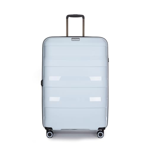 Stratic Straw + Hartschalen-Koffer Trolley Koffer groß Reisekoffer, nachhaltig, 4 Rollen, erweiterbar, TSA-Schloss (Größe L, Pastel blau) von Stratic