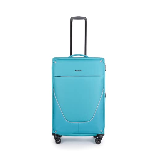 Stratic Strong Koffer Weichschale Reisekoffer Trolley Rollkoffer Handgepäck, TSA Kofferschloss, 4 Rollen, Erweiterbar, Größe L, Petrol von Stratic