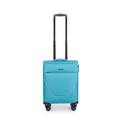 Stratic Strong Koffer Weichschale Reisekoffer Trolley Rollkoffer Handgepäck, 4 Rollen, Größe S, Petrol von Stratic