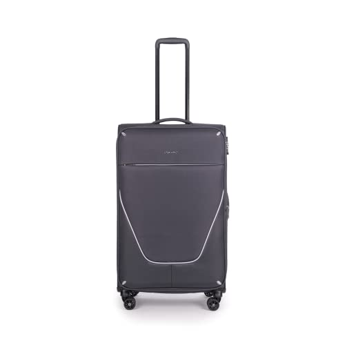 Stratic Strong Koffer Weichschale Reisekoffer Trolley Rollkoffer Handgepäck, TSA Kofferschloss, 4 Rollen, Erweiterbar, Größe L, Anthrazit von Stratic