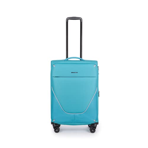 Stratic Strong Koffer Weichschale Reisekoffer Trolley Rollkoffer Handgepäck, TSA Kofferschloss, 4 Rollen, Erweiterbar, Größe M, Petrol von Stratic