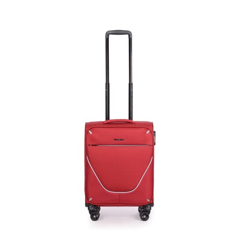 Stratic Strong Koffer Weichschale Reisekoffer Trolley Rollkoffer Handgepäck, 4 Rollen, Größe S, Rot von Stratic