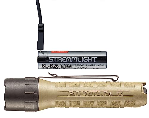 Streamlight 88612 PolyTac X USB 600-Lumen Multi-Fuel Professionelle Taktische Taschenlampe, klare Einzelhandelsverpackung, Coyote von Streamlight