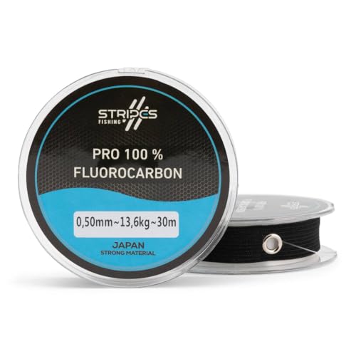 Stripes Fishing Pro 100% Fluorocarbon Vorfach in Schwarz (20 Meter) aus Fluorocarbon, Premium Angelschnüre von Stripes Fishing
