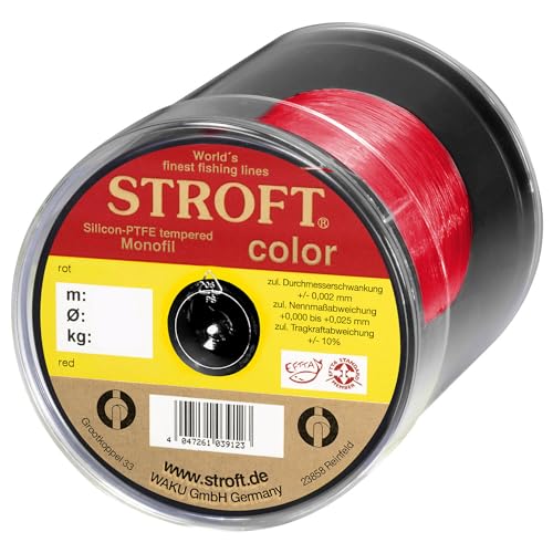 STROFT Color Monofile Angelschnur Rot 0,14mm 2,0kg 500m von Stroft