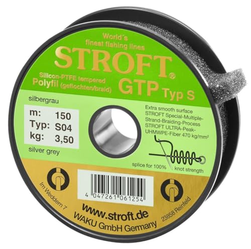 WAKU STROFT GTP S Typ 04 Silbergrau 150m Geflochtene Angelschnur 3,50 Kg von Stroft