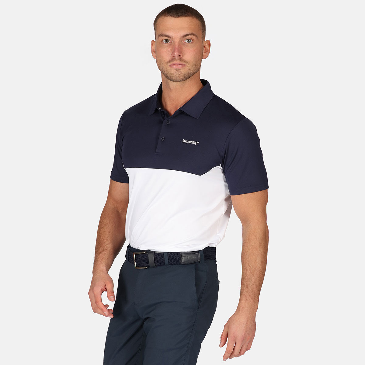 Stromberg Men's Break Block Golf Polo Shirt, Mens, White/navy, Medium | American Golf von Stromberg