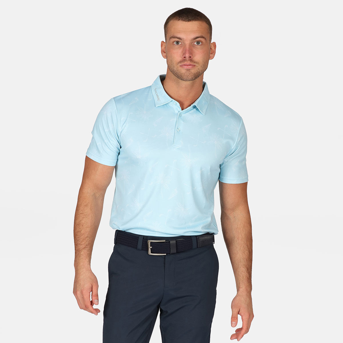 Stromberg Men's Etna Print Golf Polo Shirt, Mens, Light blue, Medium | American Golf von Stromberg