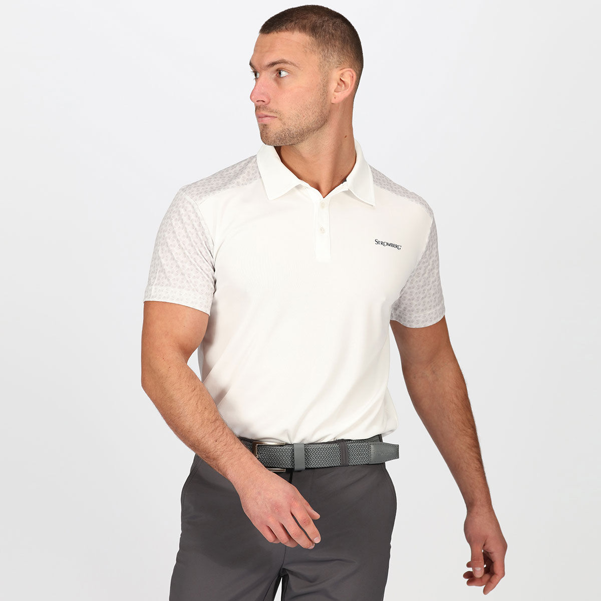 Stromberg Men's Feather Golf Wedge Golf Polo Shirt, Mens, White/grey, Large | American Golf von Stromberg