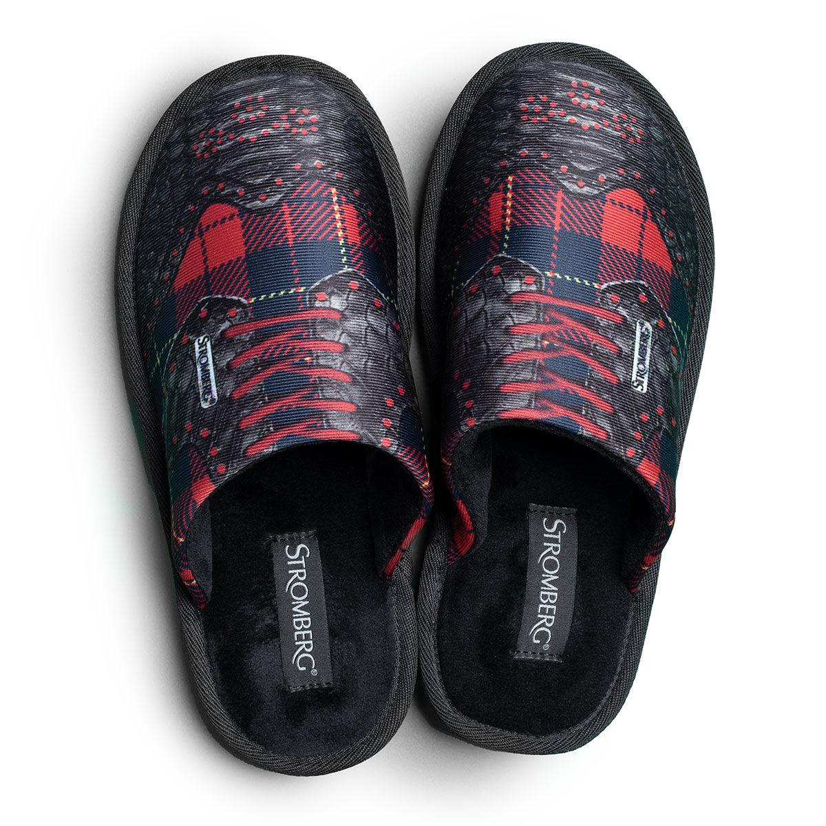 Stromberg Black, Grey and Red Comfortable Tartan Mule Golf Slippers, Size: 6 | American Golf - Father's Day Gift von Stromberg